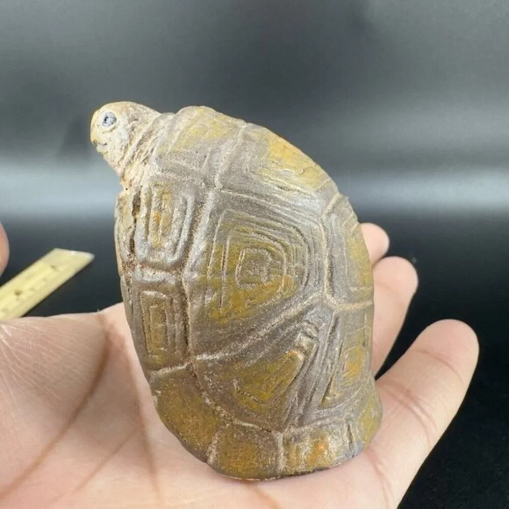Vintage Whimsical Resin Turtle Figurine Brown‎ Textured Figure Anthropomorphic